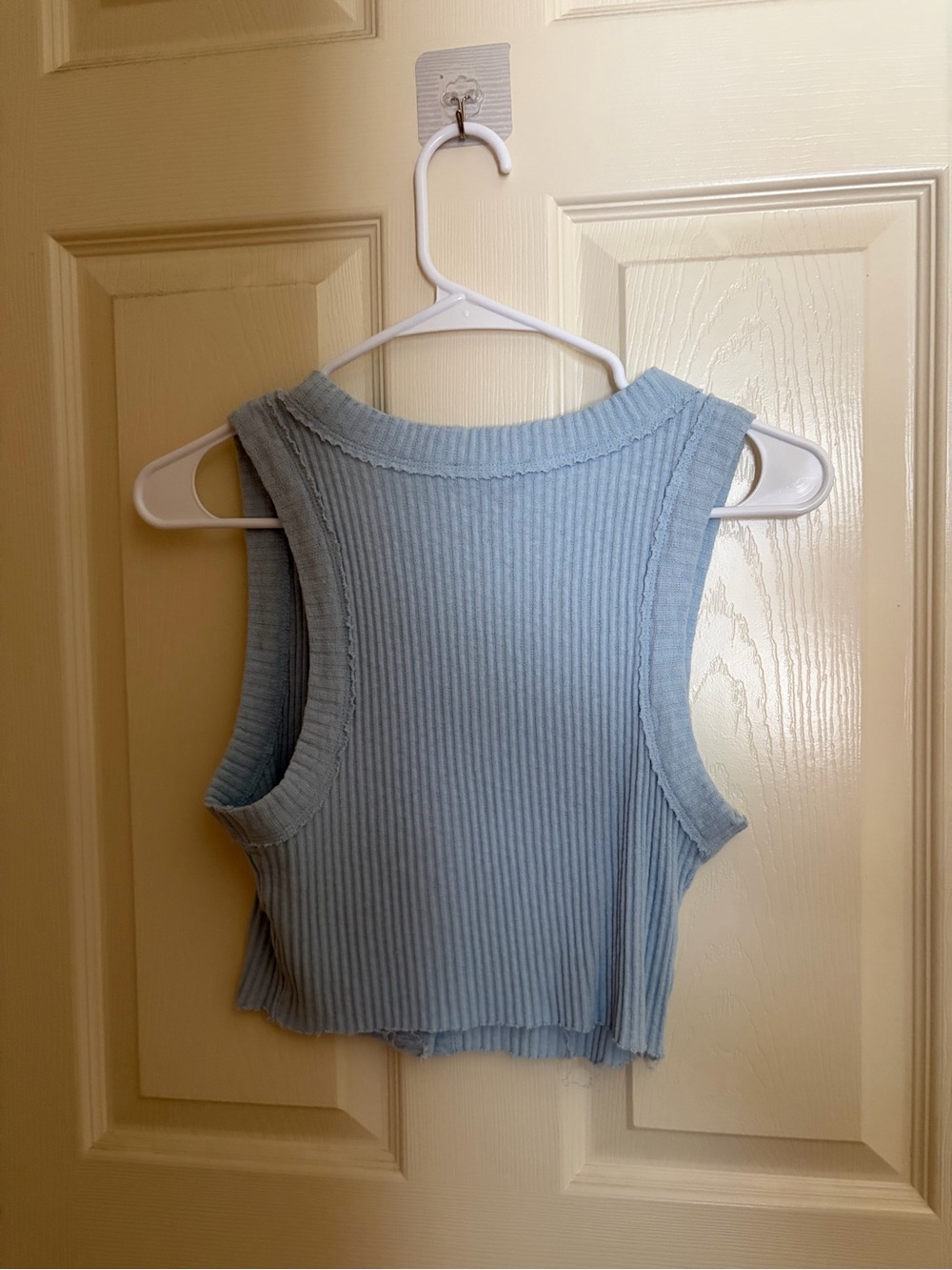 Forever 21 Light Blue Ribbed Button-Front Crop Top - Picture 2 of 3